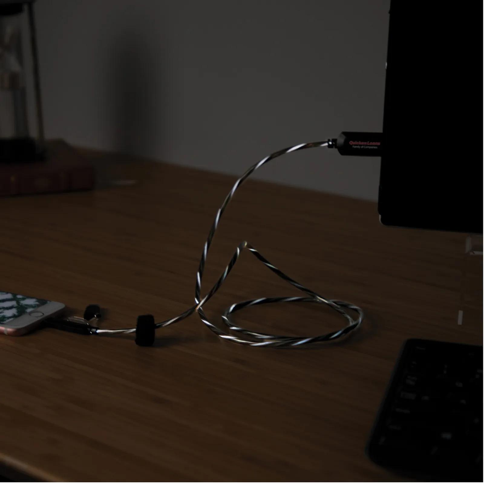 LED Charging Cable 3-in-1 MFI Certified Android Apple - 31 ft