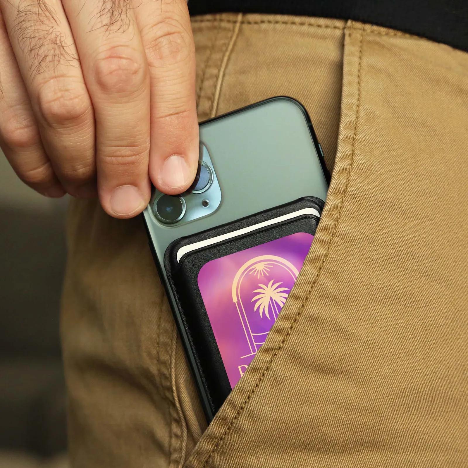 Phone Wallet Magnetic Stand Recycled PU - 2.5 x 3.5 in - product view 3