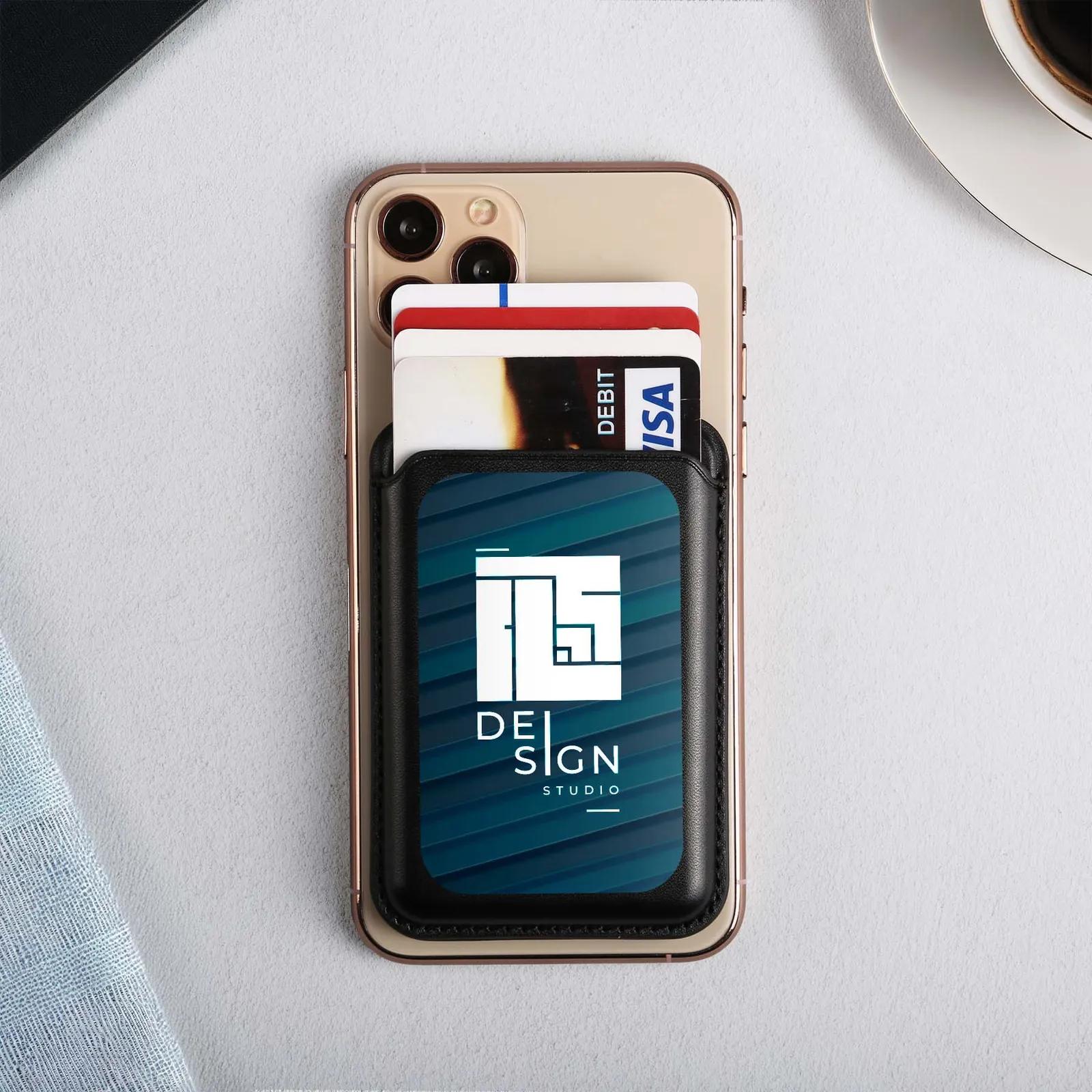 Phone Wallet Magnetic Stand Recycled PU - 2.5 x 3.5 in - product view 4