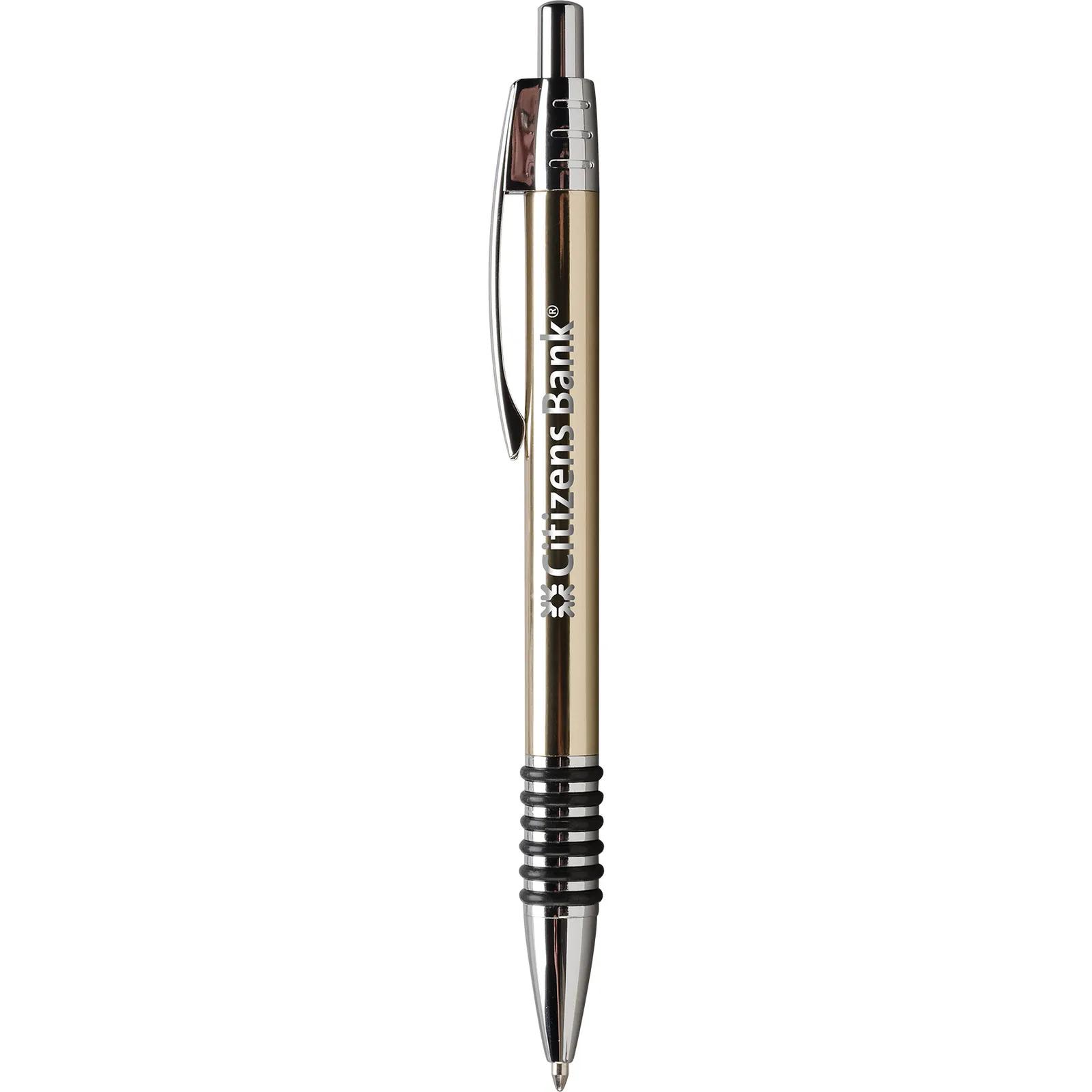 Metal Pen with Rubber Ring Grip Chrome Accents - 5.6 in - product view 2