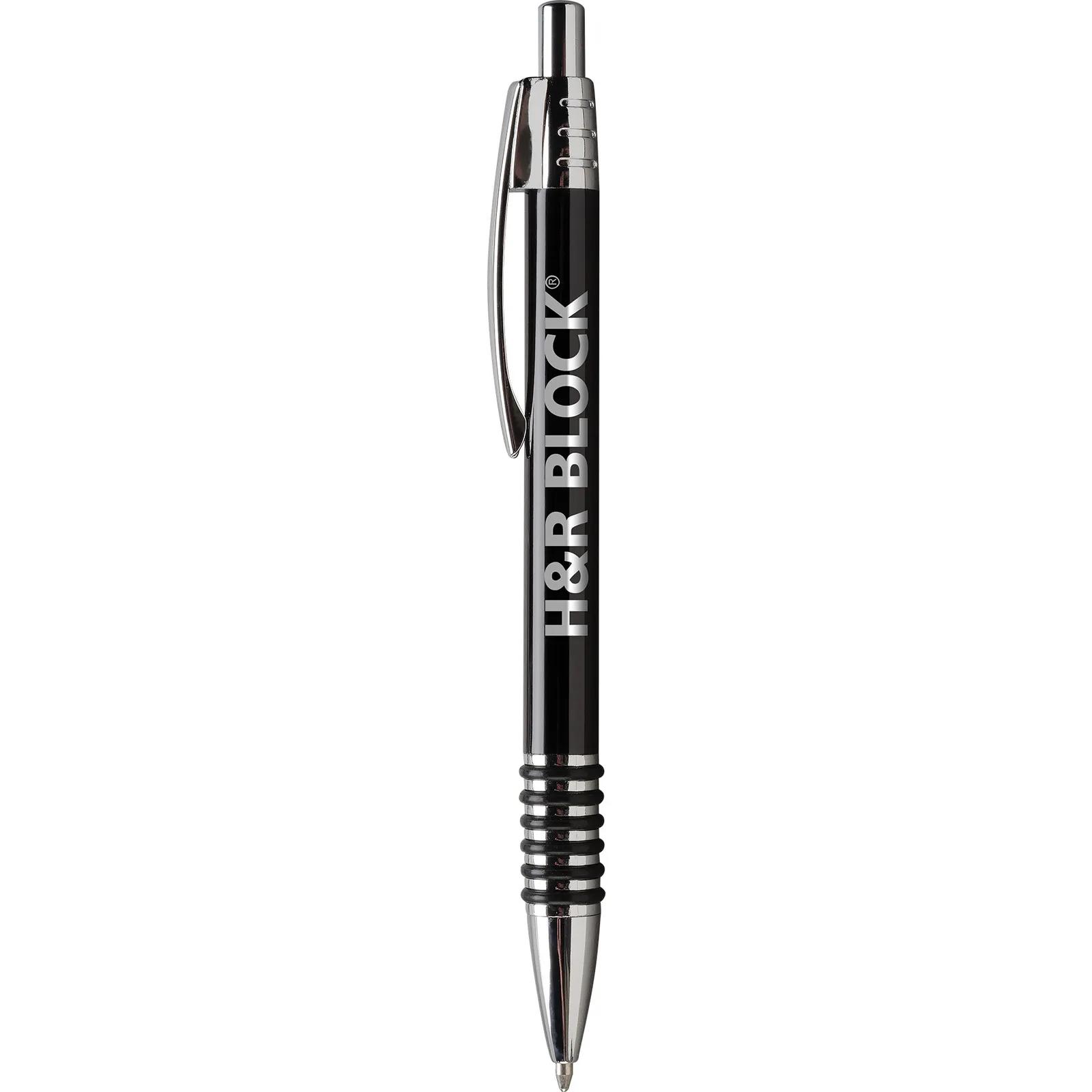 Metal Pen with Rubber Ring Grip Chrome Accents - 5.6 in - product view 3