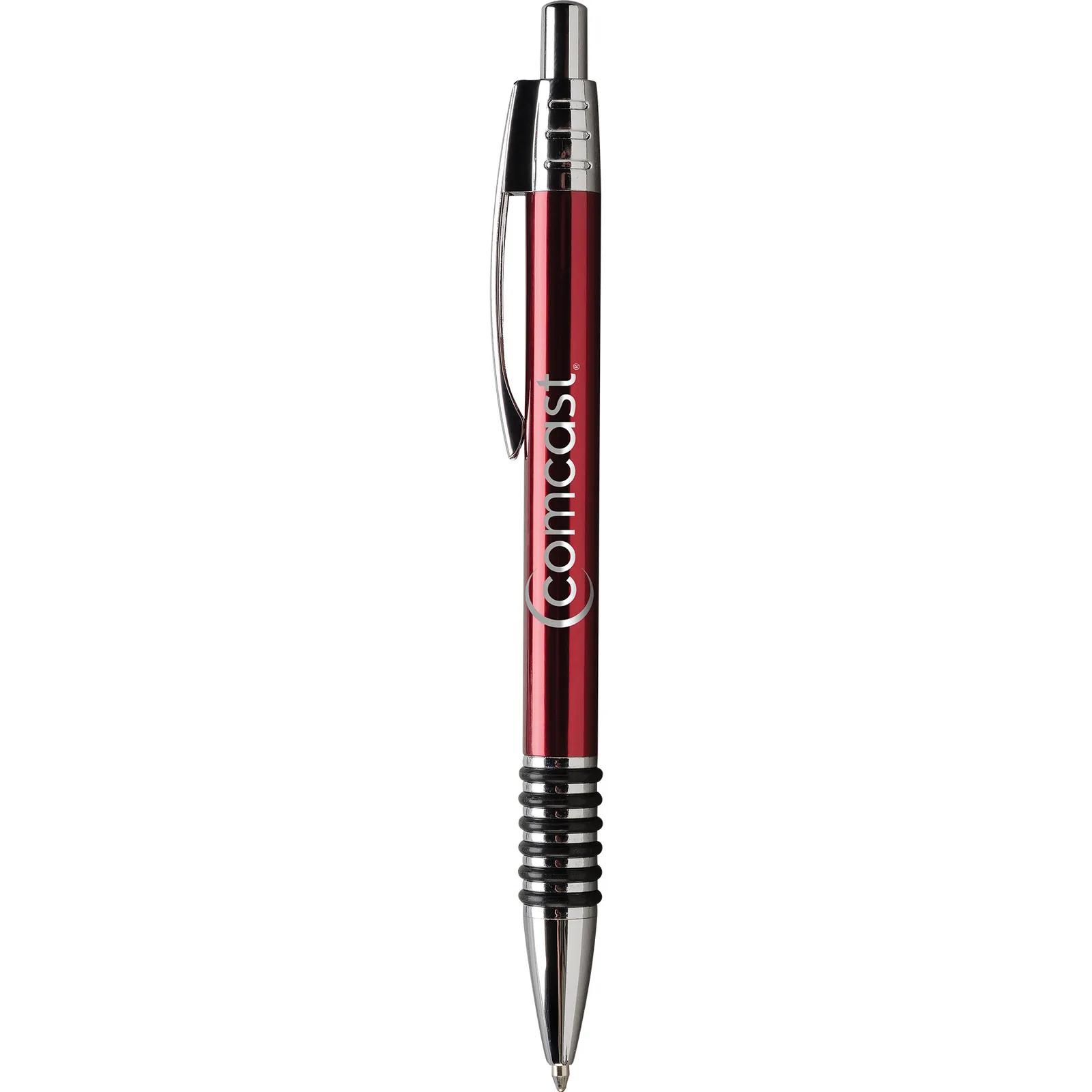 Metal Pen with Rubber Ring Grip Chrome Accents - 5.6 in - product view 4