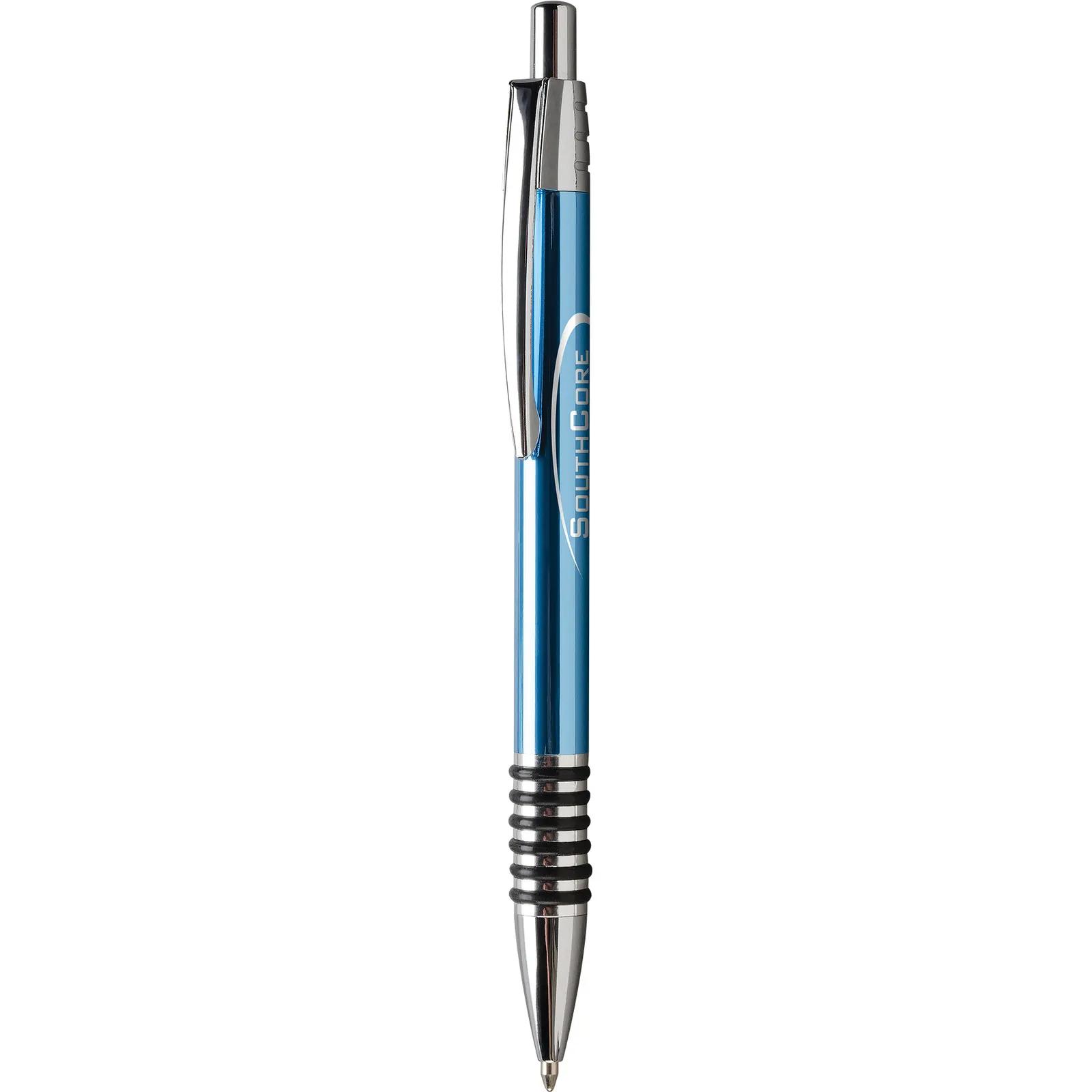 Metal Pen with Rubber Ring Grip Chrome Accents - 5.6 in - product view 5