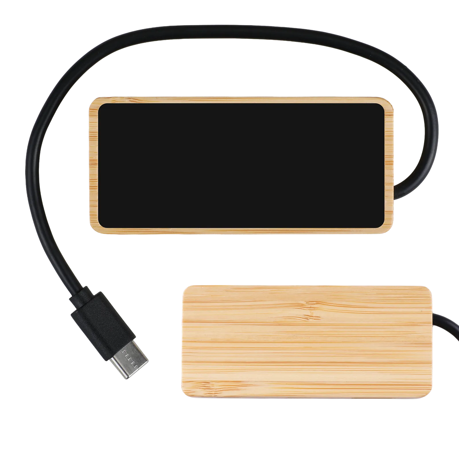 Bamboo USB Hub Dual USB-C Plus USB-A Illuminated Logo - blank view 7