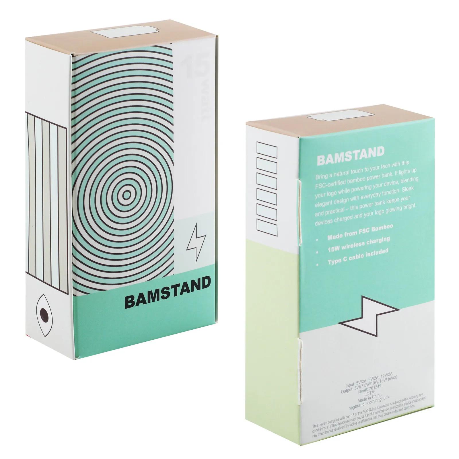 Bamboo Wireless Charging Stand 15W Illuminated Logo - product view 6