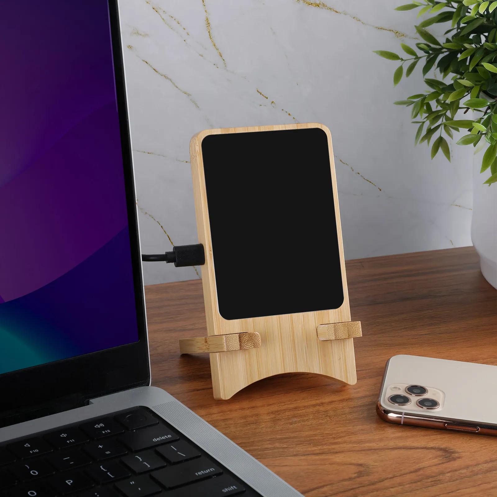 Bamboo Wireless Charging Stand 15W Illuminated Logo - blank view 10