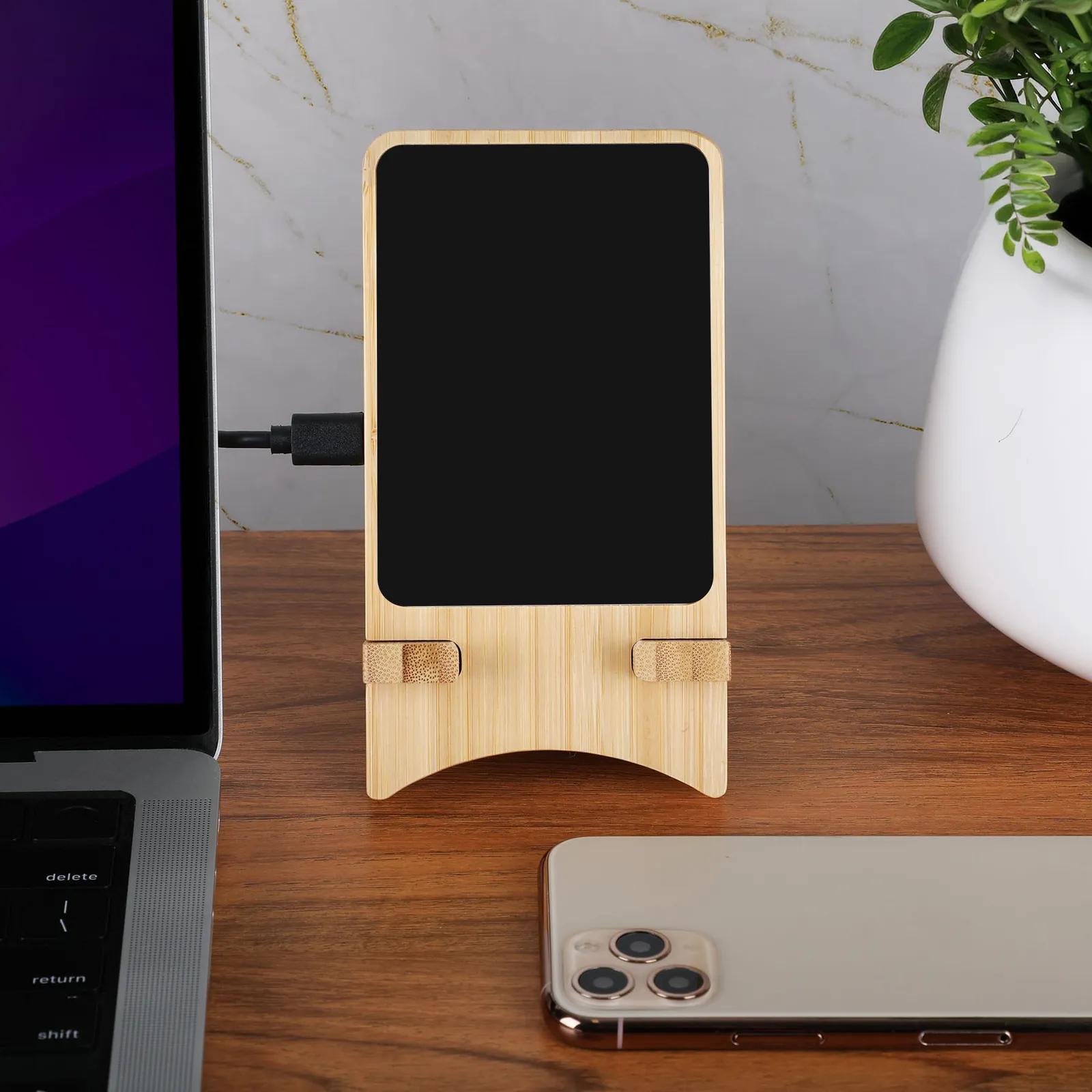 Bamboo Wireless Charging Stand 15W Illuminated Logo - blank view 11