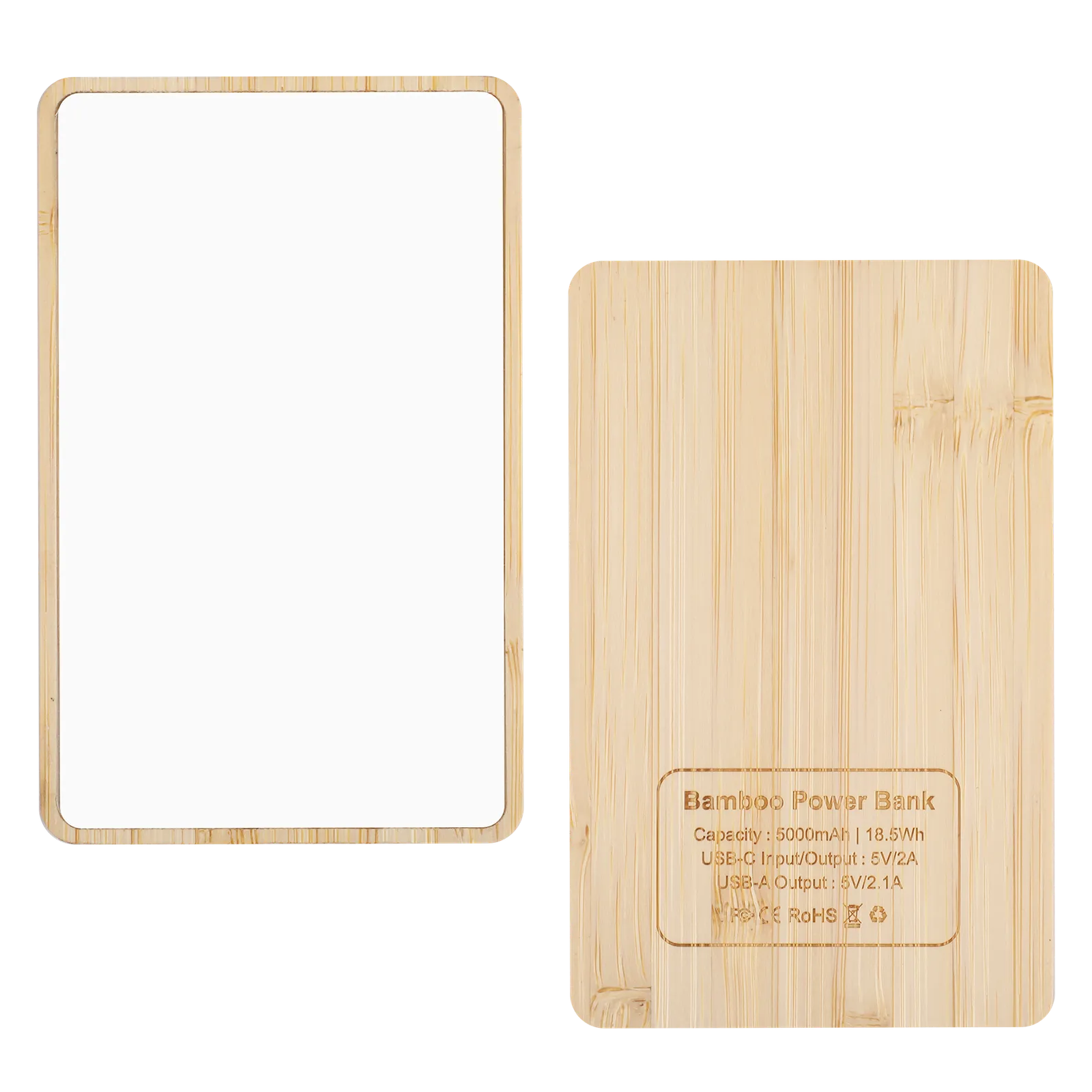 Bamboo Power Bank 5000mAh USB-C Illuminated Logo - blank view 9