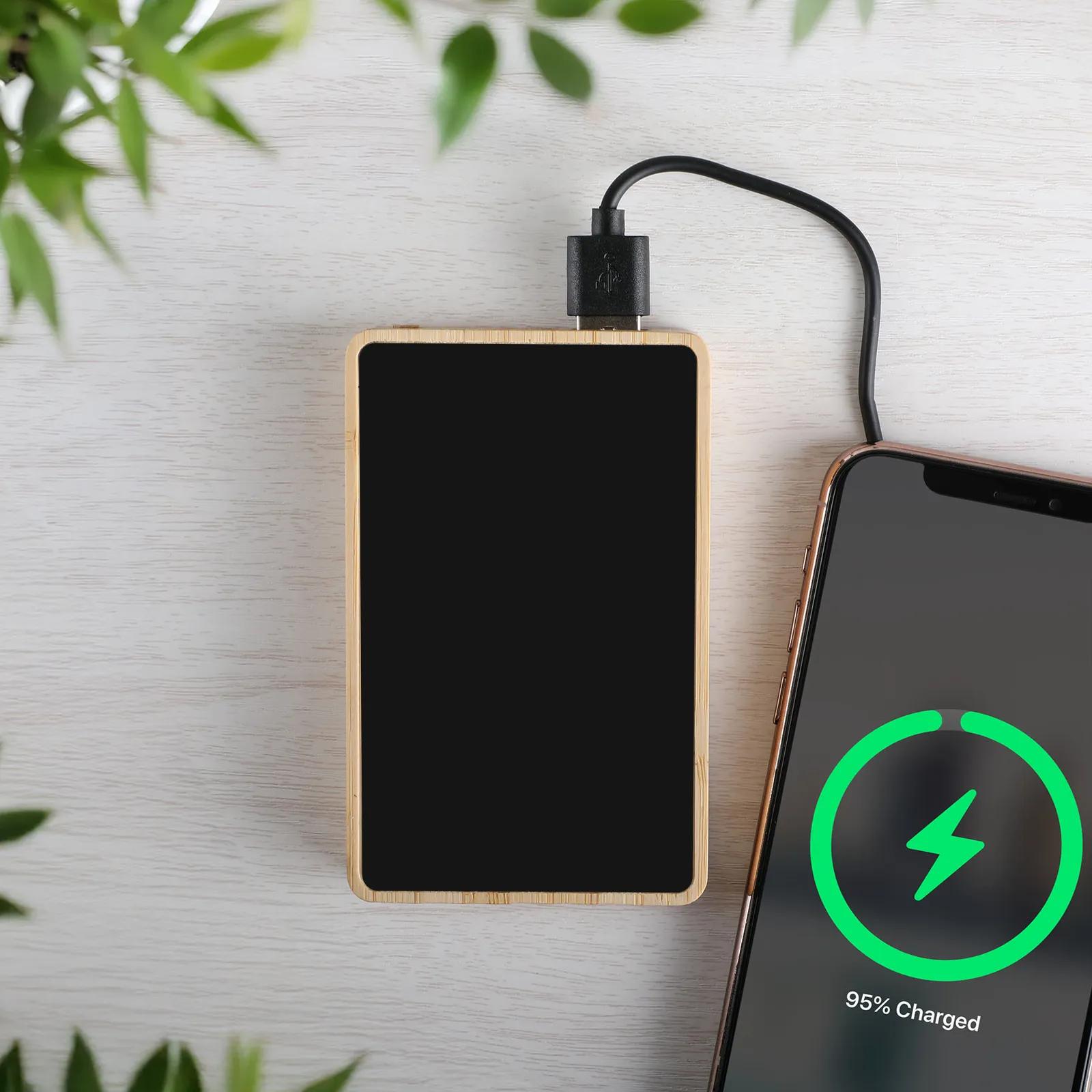 Bamboo Power Bank 5000mAh USB-C Illuminated Logo - blank view 12