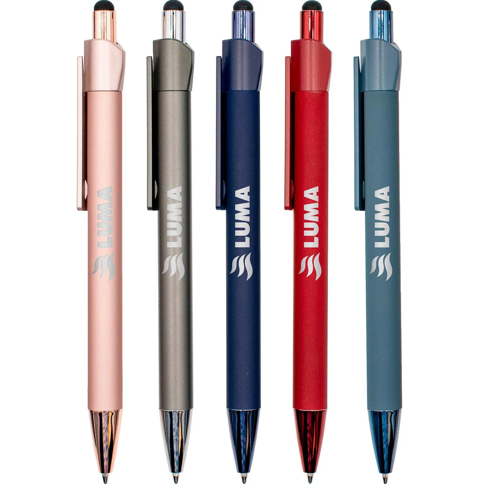 Stylus Pen Metal Soft Touch Metallic Trim - 5 5/8 in