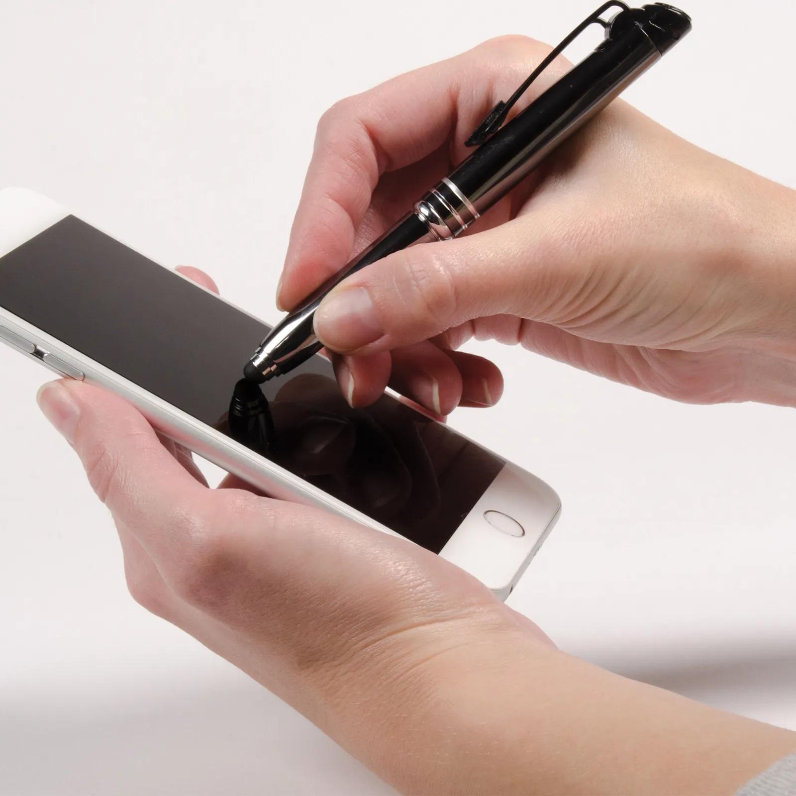 Triple Function Pen LED Flashlight Black Chrome - 5 2/9 in - product view 2