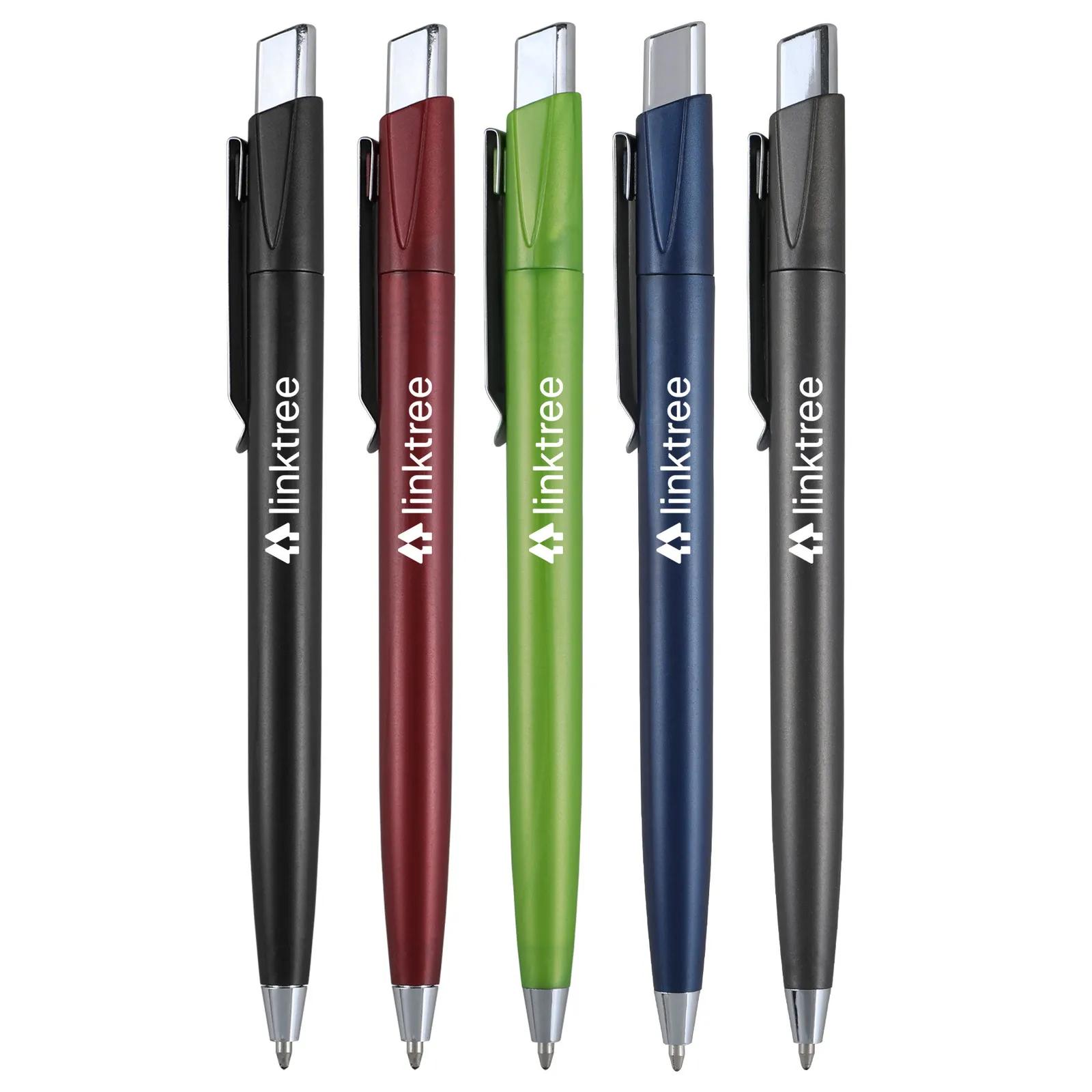 Pen Retractable Metallic Chrome Accents - 5.6 in - product view 3
