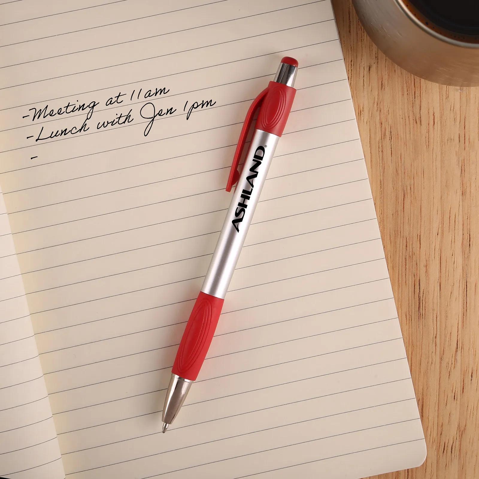 Pen Retractable Recycled ABS Silver Chrome - 5.6 in - product view 1