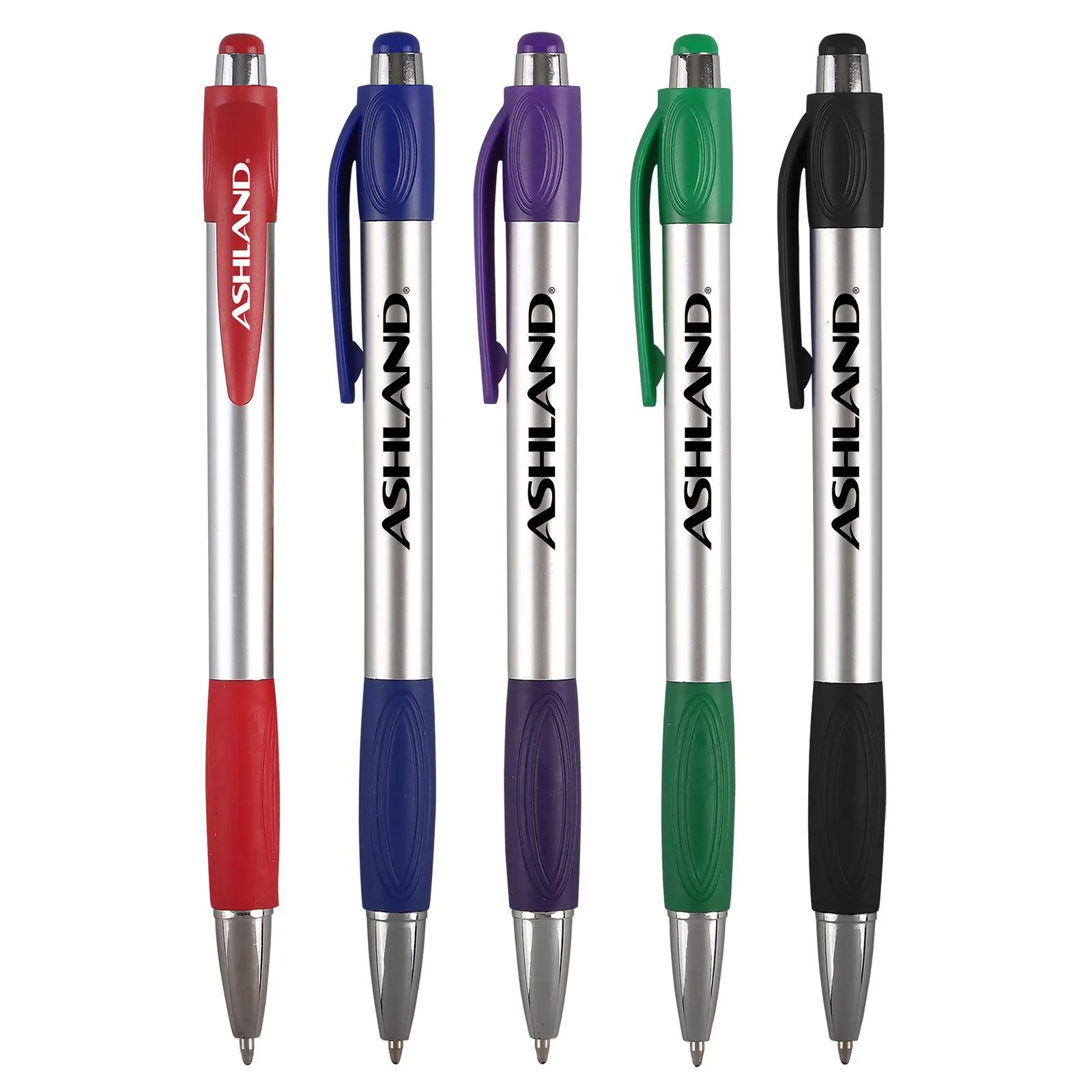 Pen Retractable Recycled ABS Silver Chrome - 5.6 in - product view 2