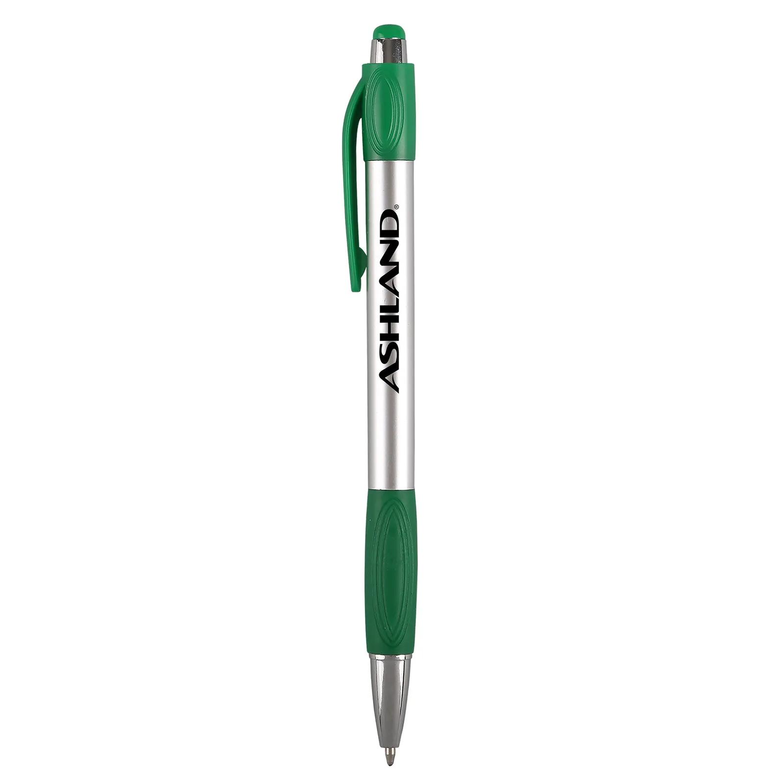 Pen Retractable Recycled ABS Silver Chrome - 5.6 in - product view 5