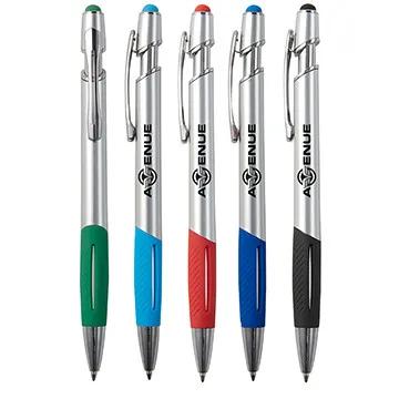 Stylus Pen Silver Barrel Colored Grip - 5 3/4 in