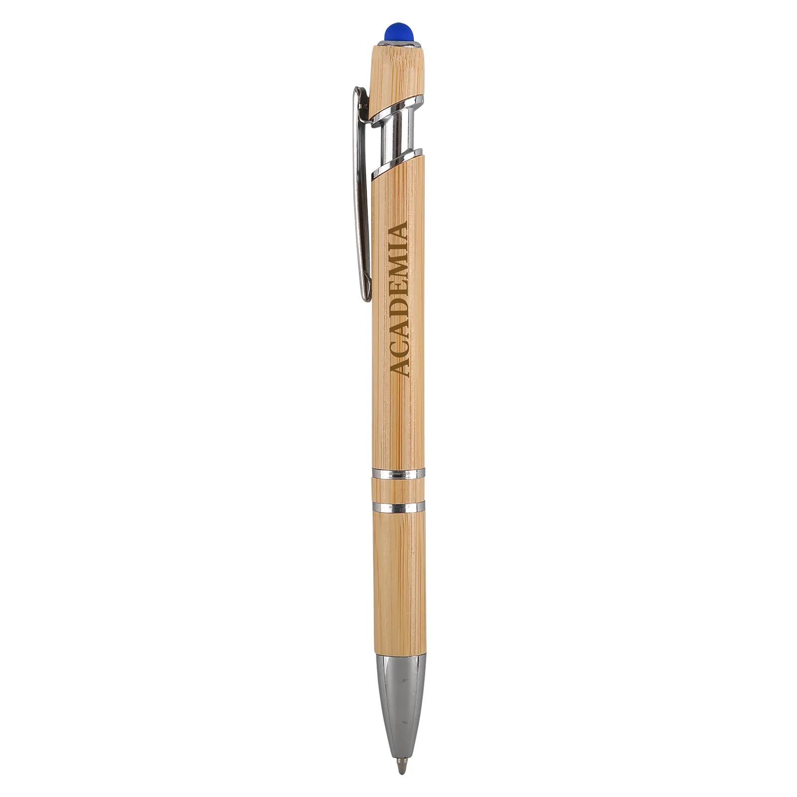 Bamboo Stylus Pen with Chrome Accents - 5.75 in - product view 3
