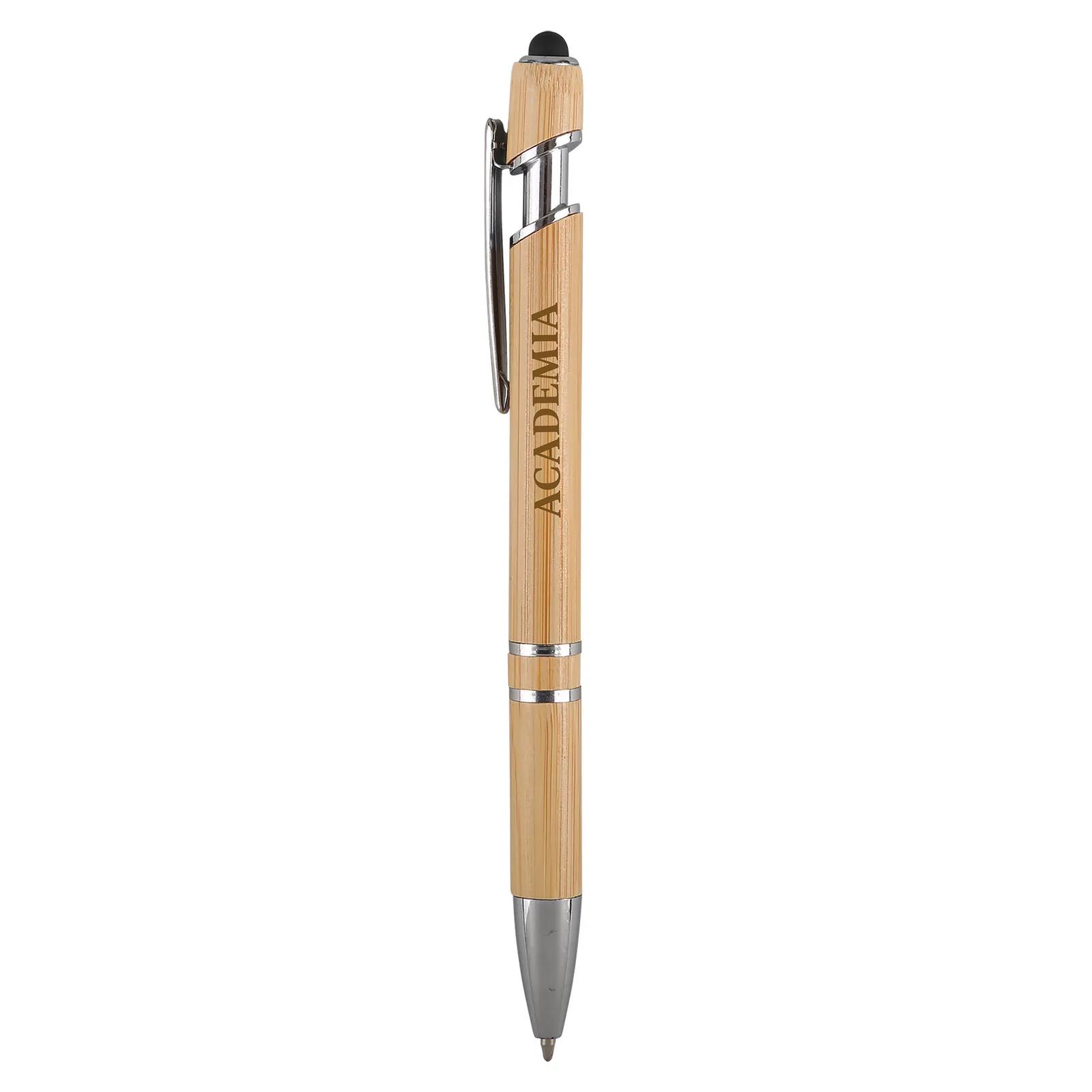 Bamboo Stylus Pen with Chrome Accents - 5.75 in - product view 4