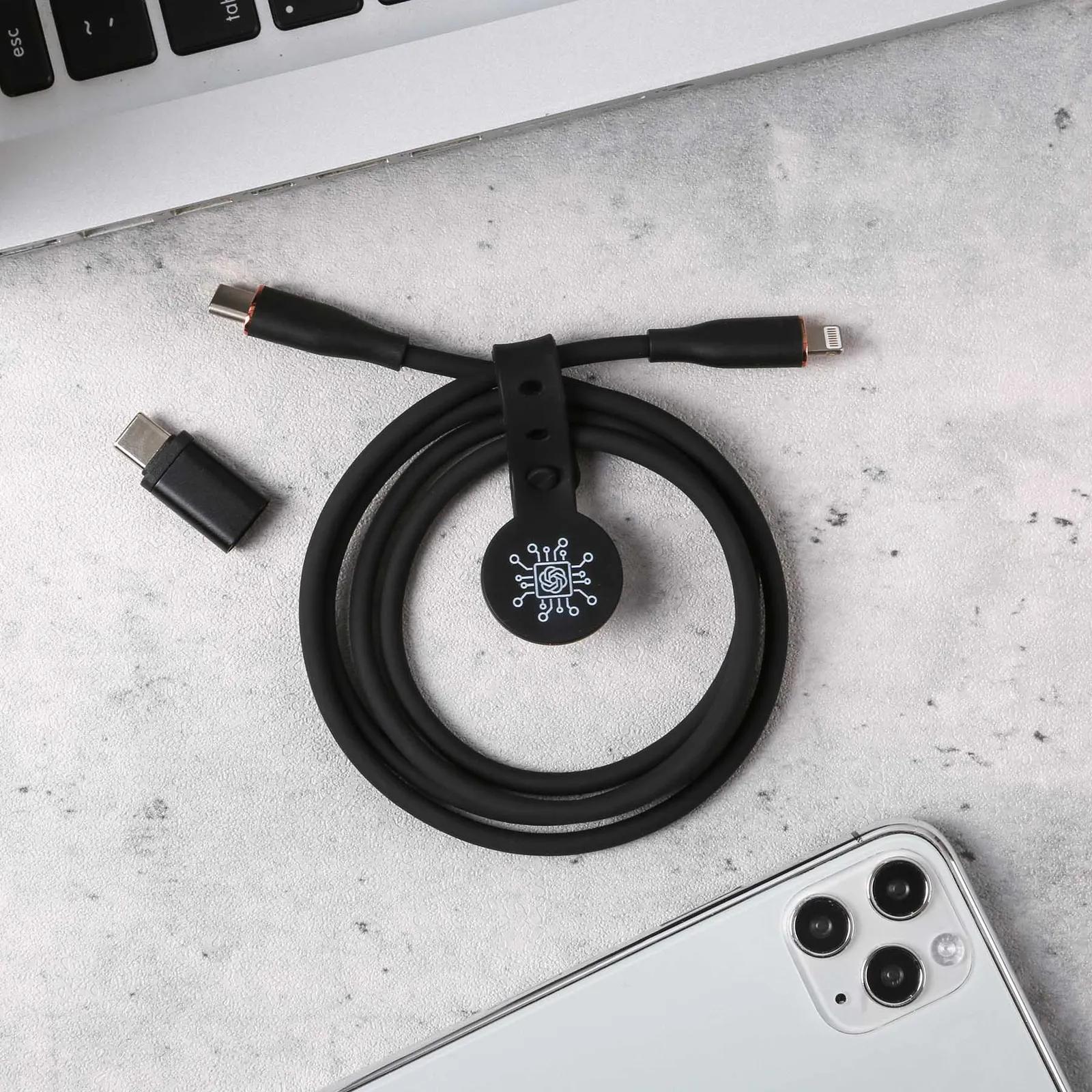 Silicone USB-C to Lightning Cable with Organizer - 3 ft