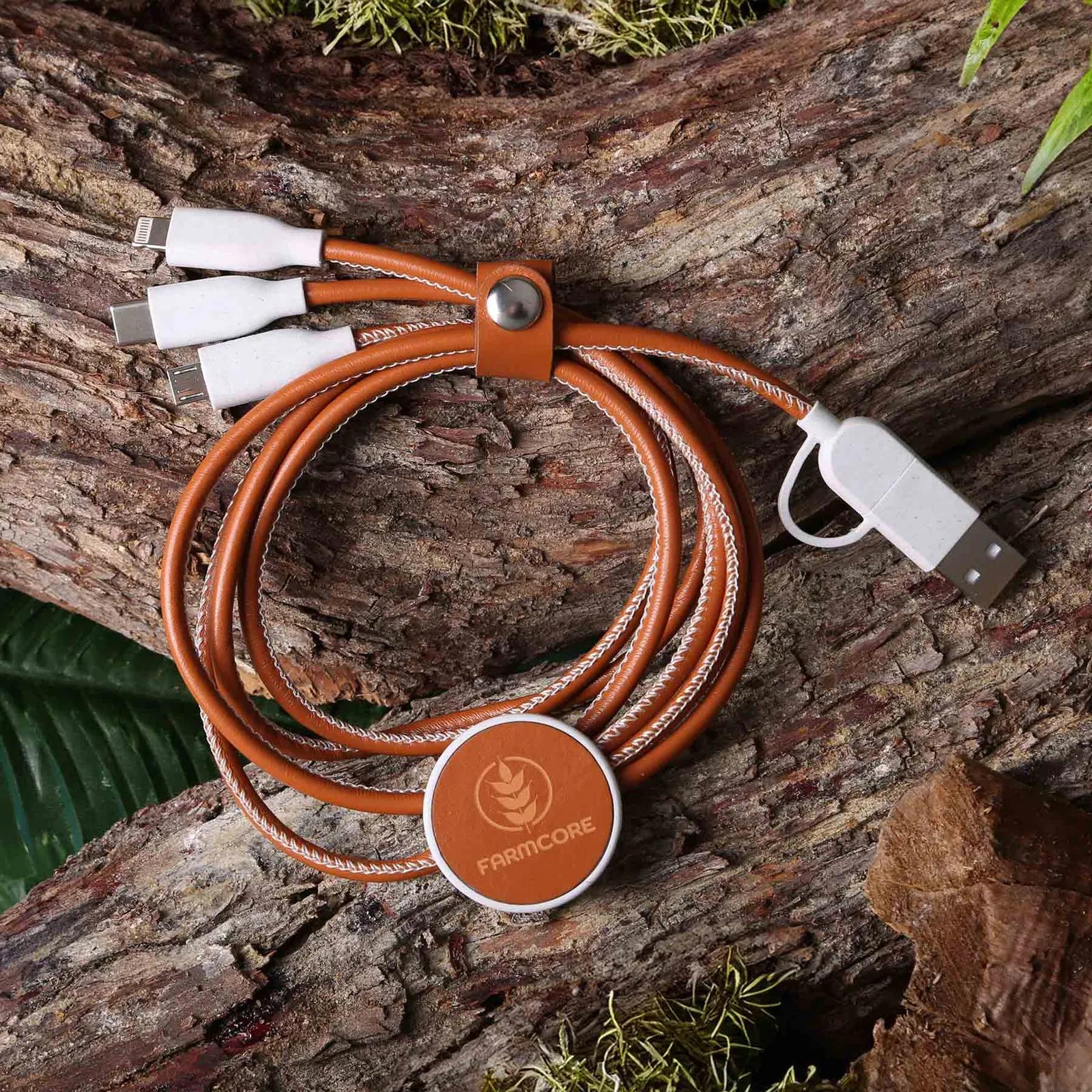 3-in-1 Charging Cable with Recycled Materials - 47 in - product view 2
