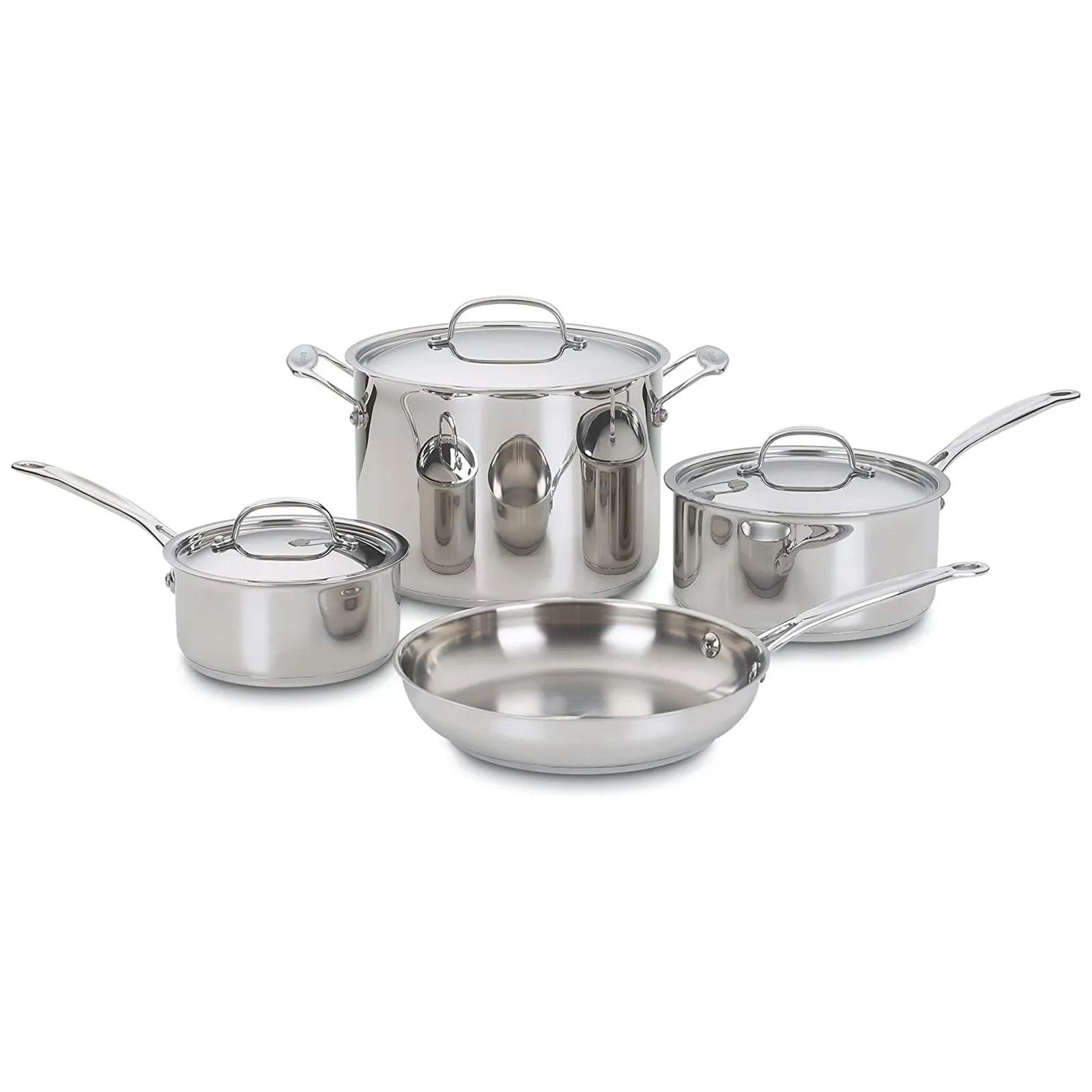 Stainless Steel Cookware Set with Aluminum Base (7-Piece)