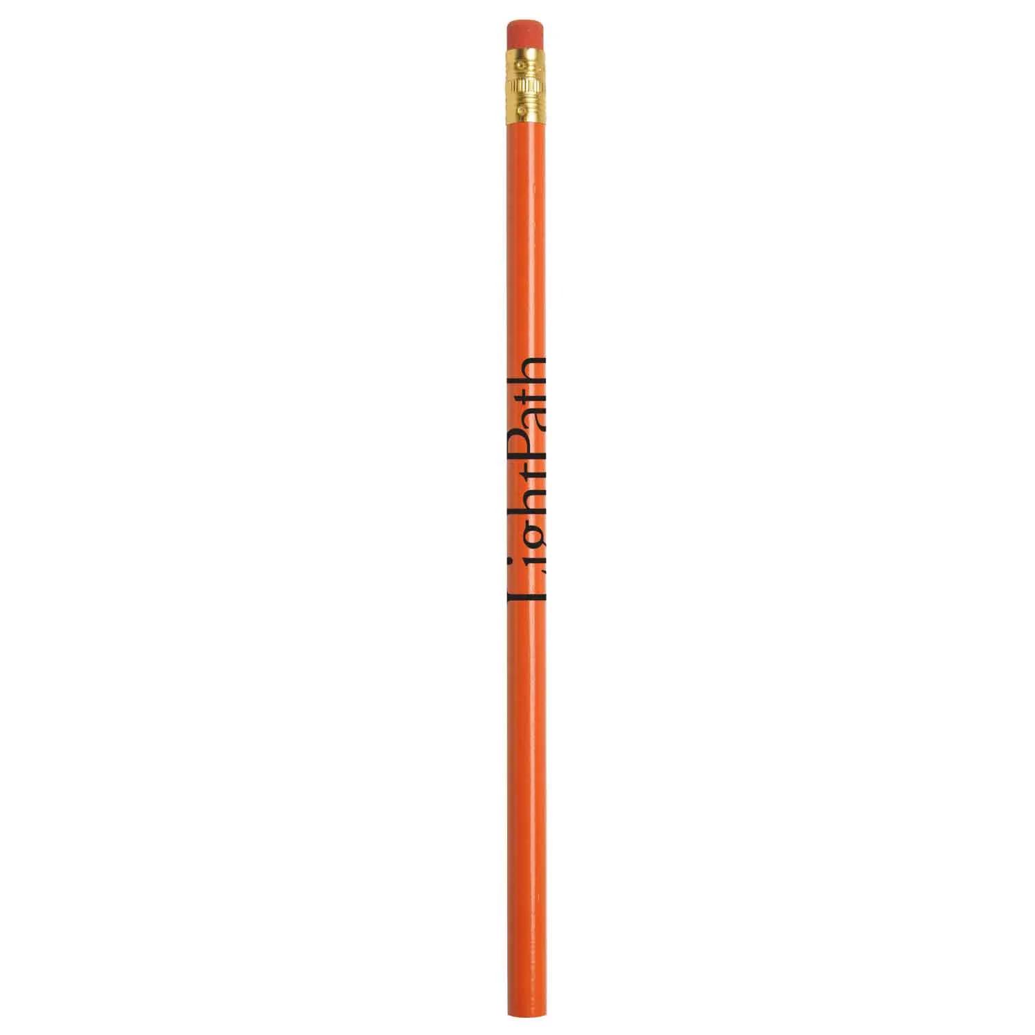 Round Wooden Pencil with Eraser Gold Ferrule - 7 1/2 in - product view 2