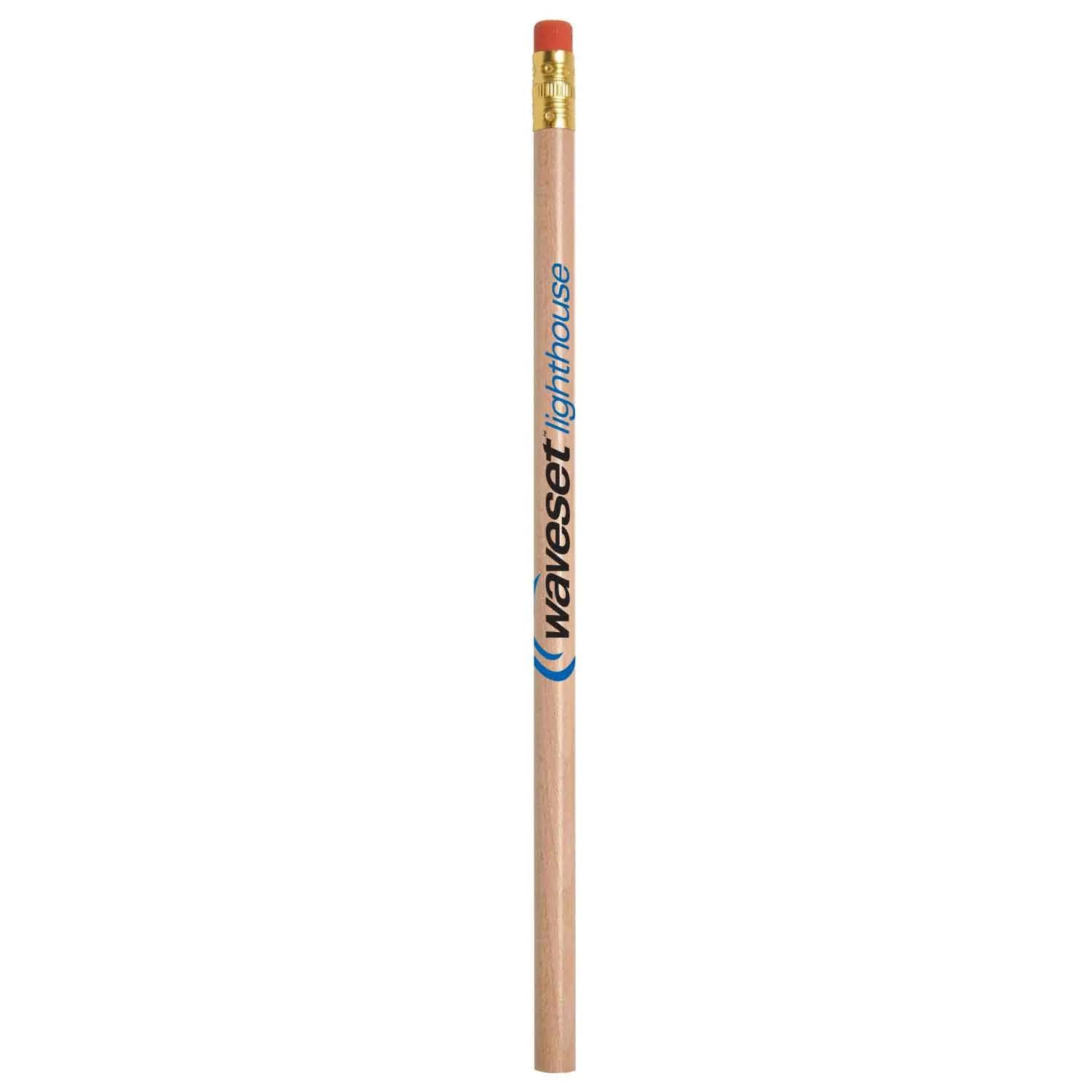 Round Wooden Pencil with Eraser Gold Ferrule - 7 1/2 in - product view 3