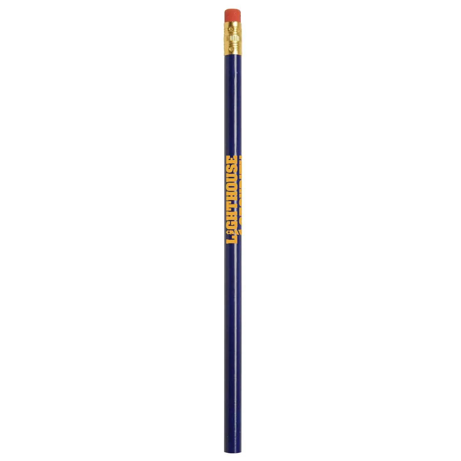 Round Wooden Pencil with Eraser Gold Ferrule - 7 1/2 in - product view 6