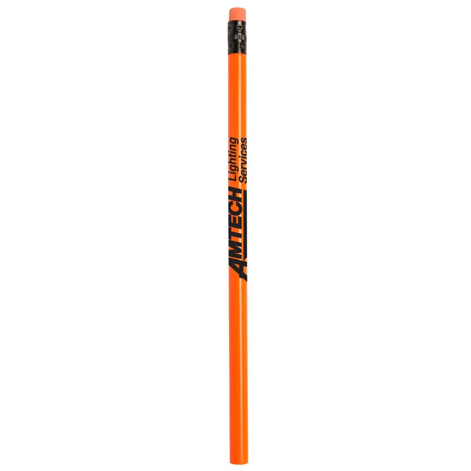 Neon Round Wooden Pencil with Matching Eraser - 7 1/2 in - product view 5