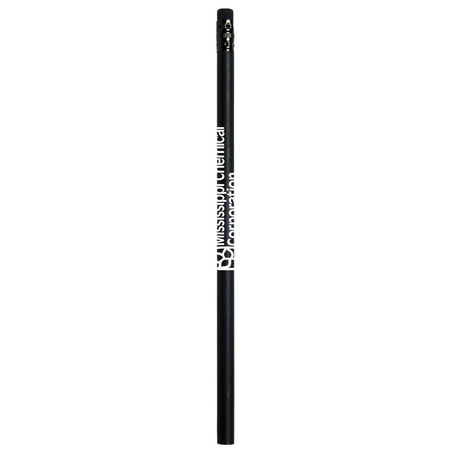 Black Matte Round Pencil with Black Eraser - 7 1/2 in