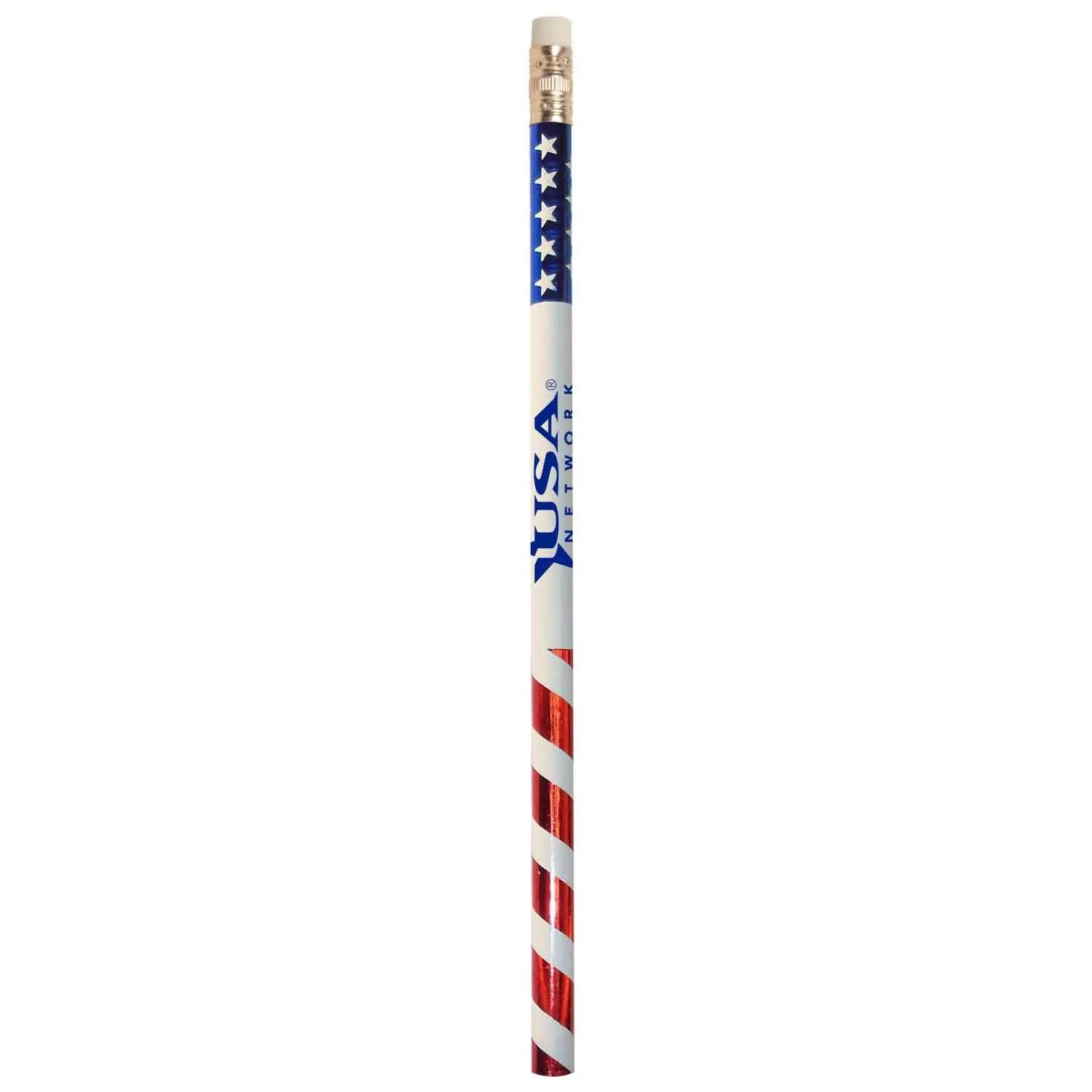 Pencil Patriotic Foil Wrapped Wood - 7.5 in