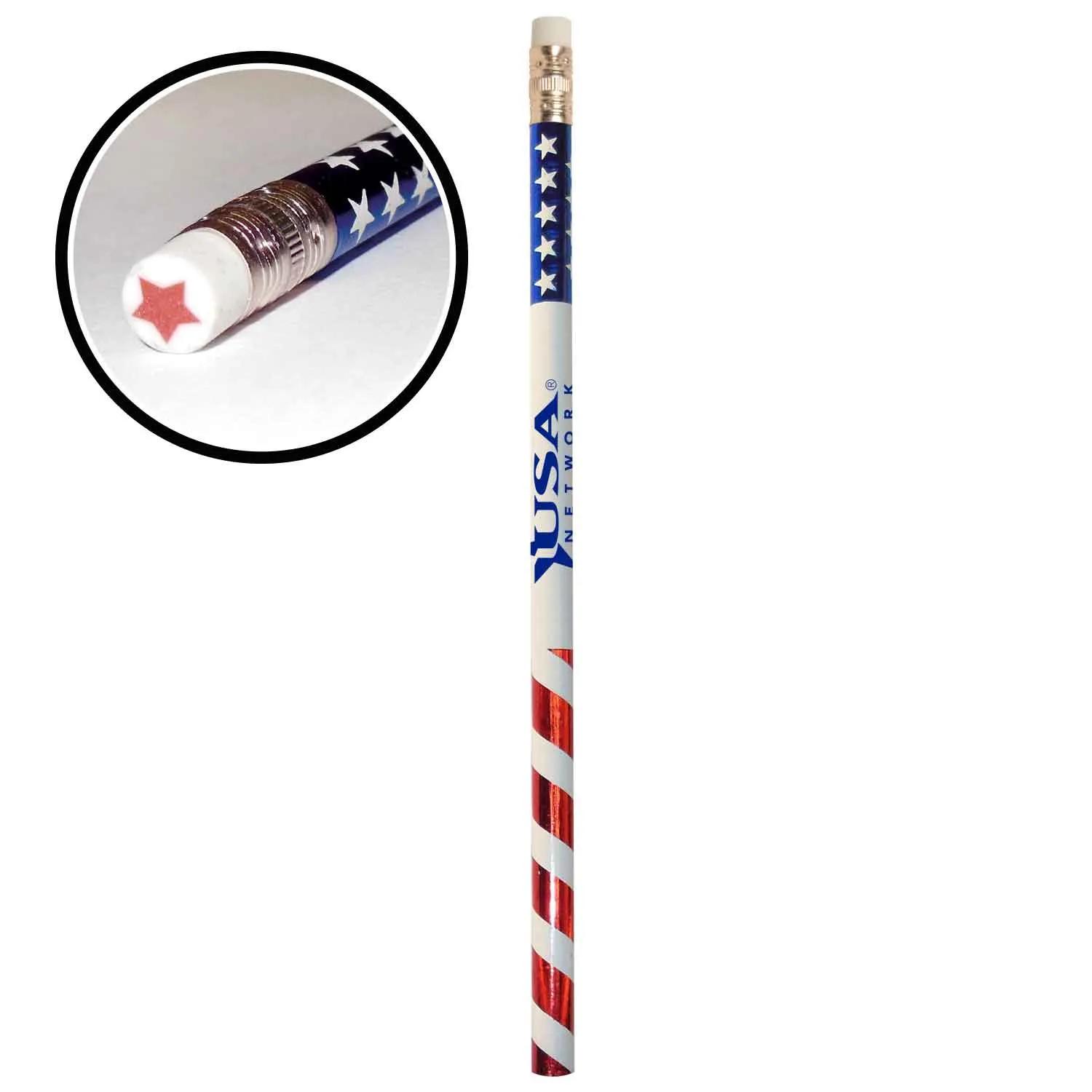 Pencil Patriotic Foil Wrapped Wood - 7.5 in - product view 2