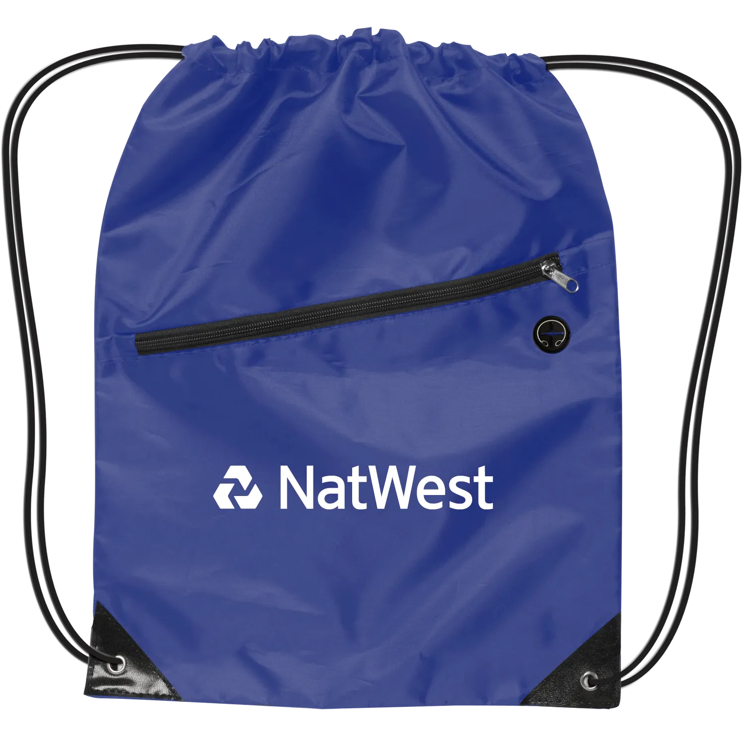 Custom Drawstring Backpack Polyester Front Zipper - 13 x 17 in