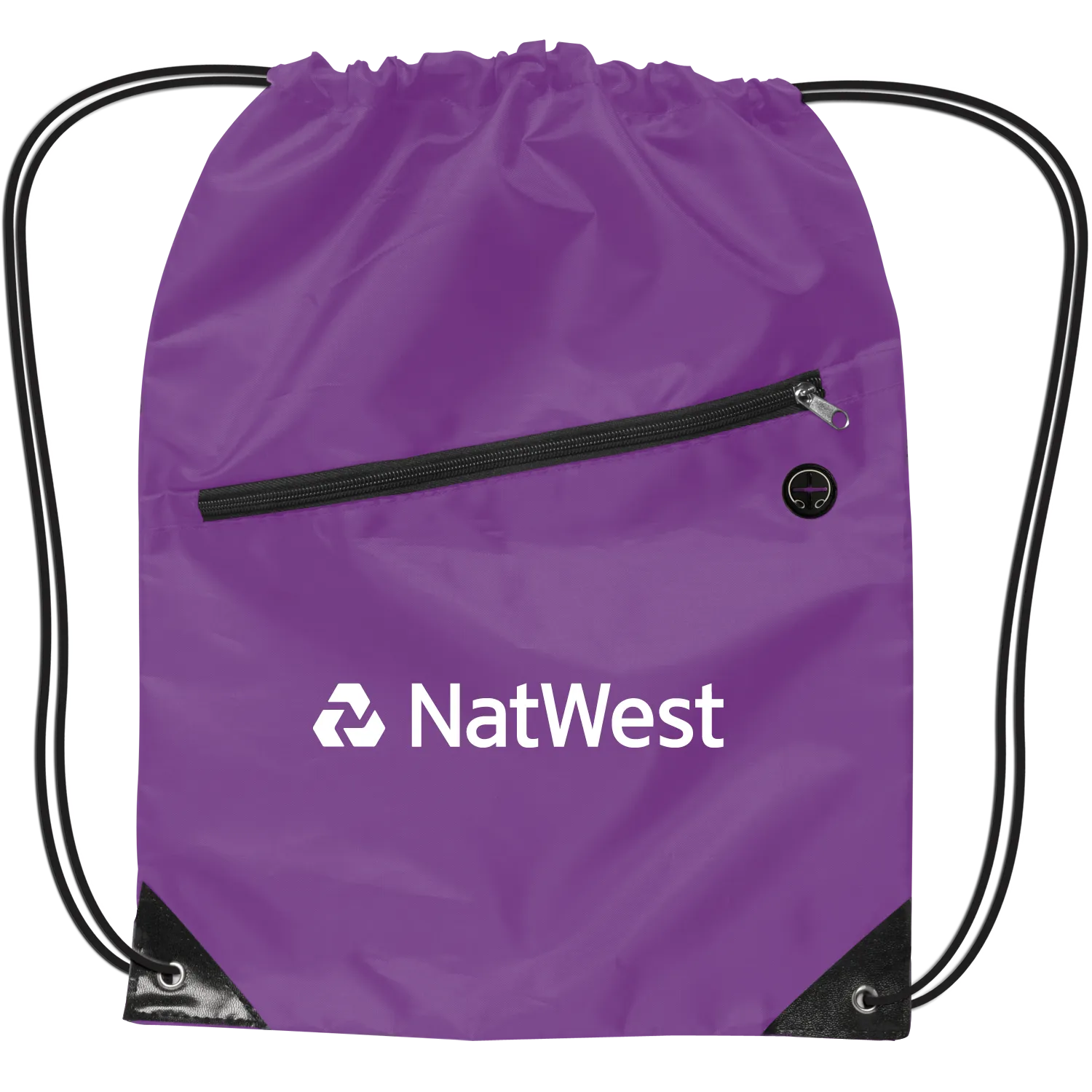 Custom Drawstring Backpack Polyester Front Zipper - 13 x 17 in - product view 3