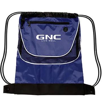 Custom Drawstring Backpack Two-Tone Mesh Window - 14 x 17.5 in