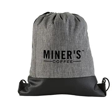 Custom Drawstring Backpack Heathered Polyester - 13.13 x 16.38 in - product view 2