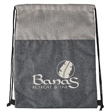 Custom Drawstring Backpack Heathered Faux Jute - 13 x 16.5 in - product view 2