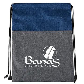 Custom Drawstring Backpack Heathered Faux Jute - 13 x 16.5 in - product view 3