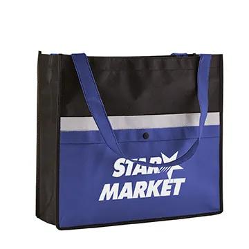 Custom Tote Bag Snap Pocket Non-Woven - 16 x 14 x 5 in - product view 3
