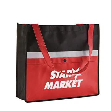 Custom Tote Bag Snap Pocket Non-Woven - 16 x 14 x 5 in - product view 4