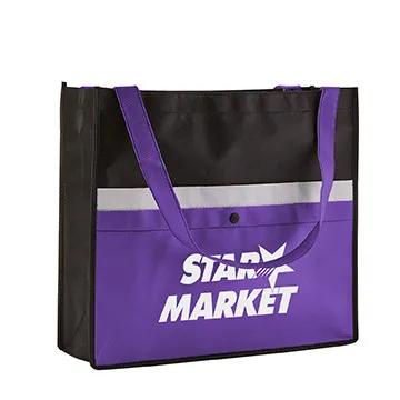 Custom Tote Bag Snap Pocket Non-Woven - 16 x 14 x 5 in - product view 5