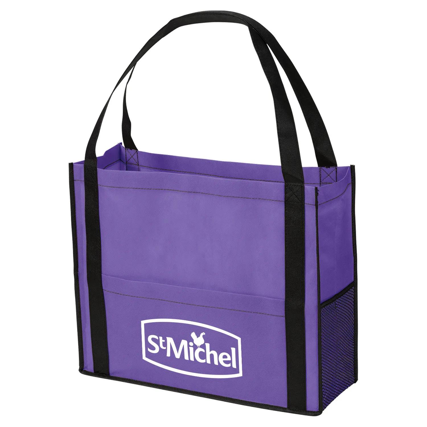 Custom Tote Bag Non-Woven Mesh Pocket Style - 17 x 14 in - product view 4