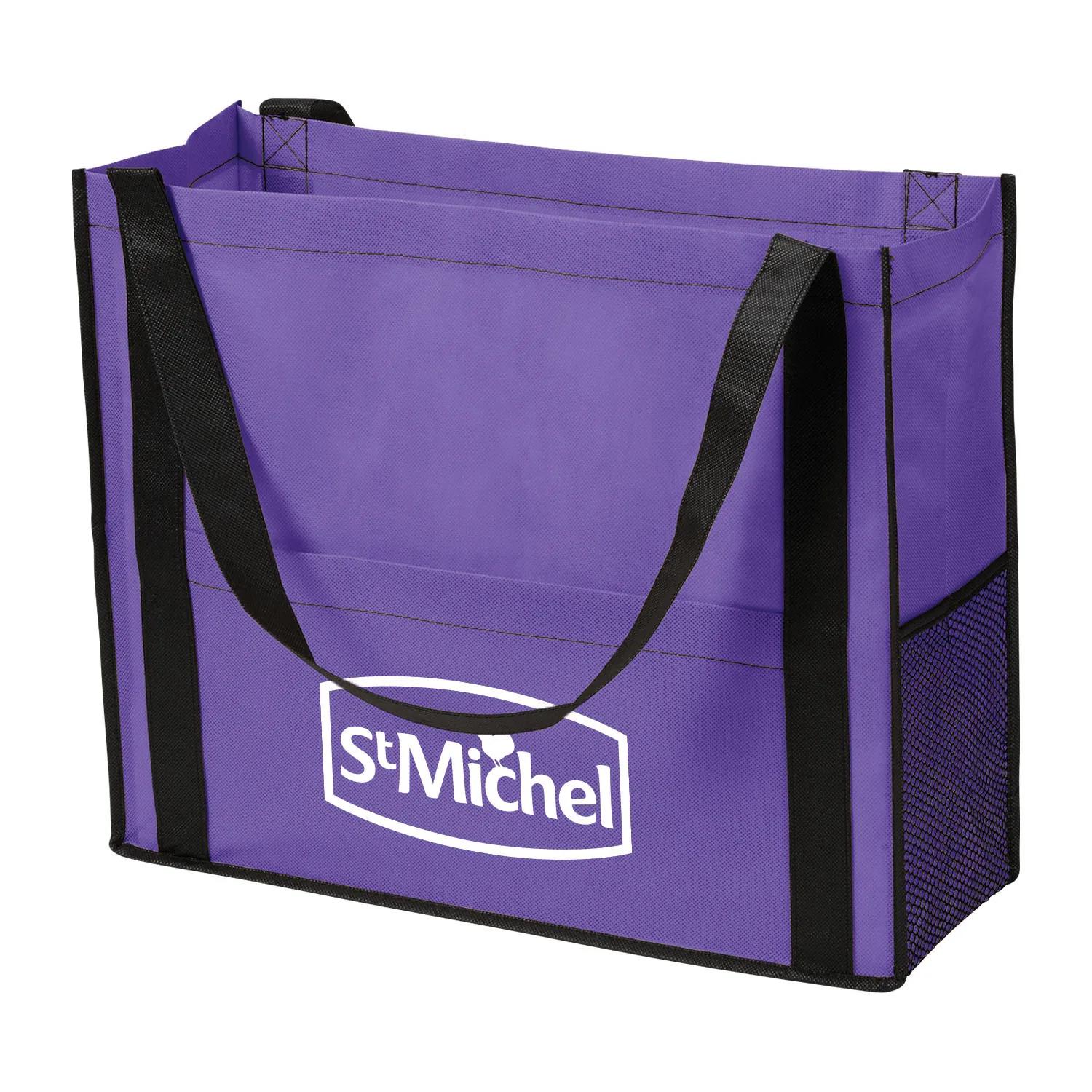 Custom Tote Bag Non-Woven Mesh Pocket Style - 17 x 14 in - product view 8