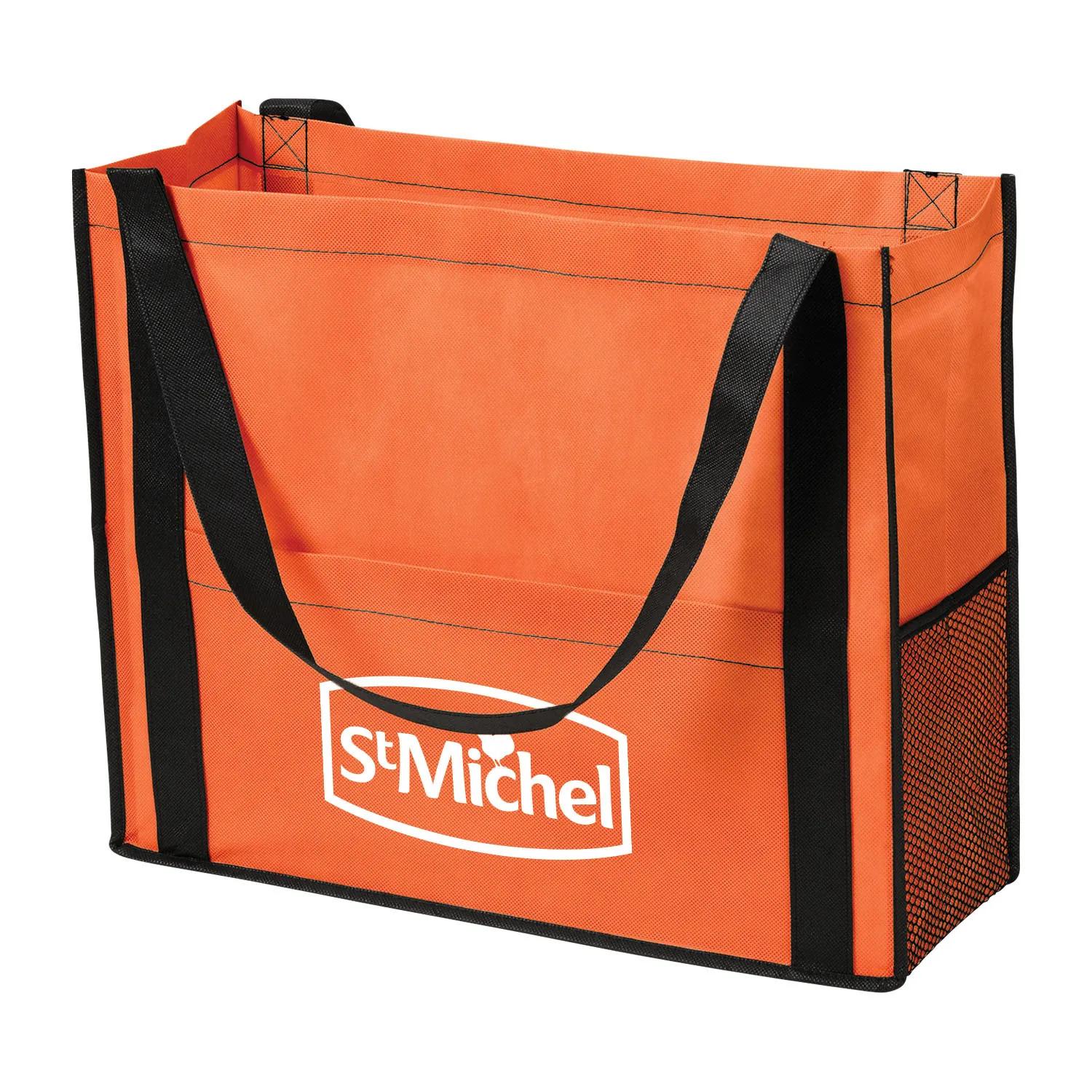 Custom Tote Bag Non-Woven Mesh Pocket Style - 17 x 14 in - product view 9