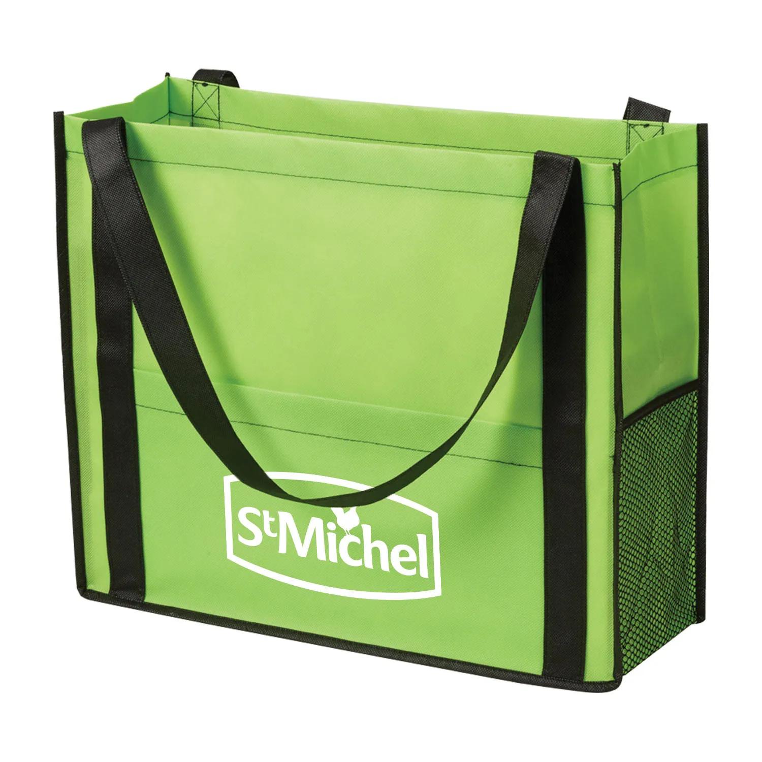 Custom Tote Bag Non-Woven Mesh Pocket Style - 17 x 14 in - product view 10