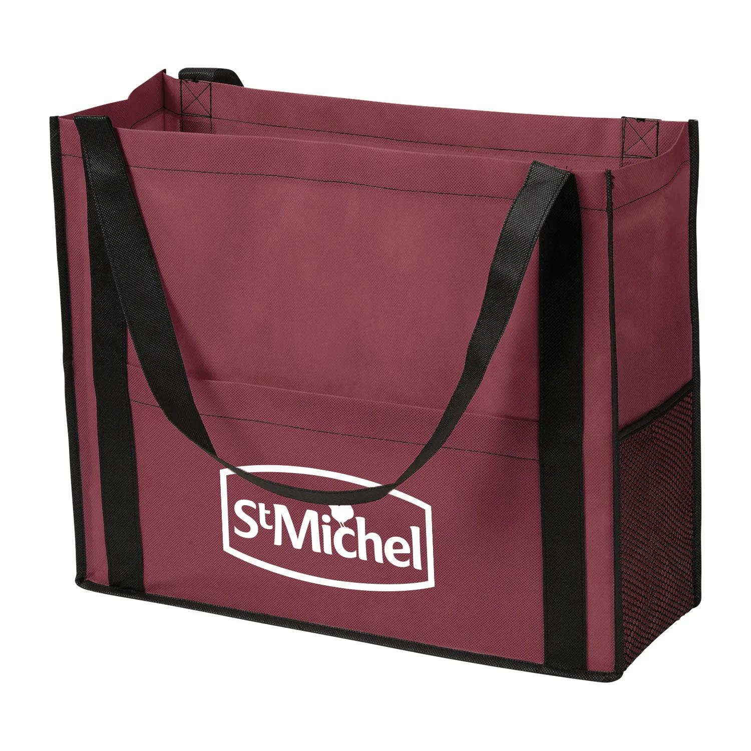 Custom Tote Bag Non-Woven Mesh Pocket Style - 17 x 14 in - product view 11