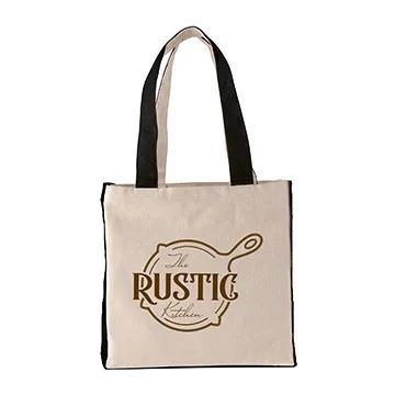 Custom Tote Bag Cotton Canvas with Color Accents - 12 x 12 in