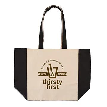 Custom Tote Bag Cotton Canvas with Color Accents - 14 x 15 in - product view 2