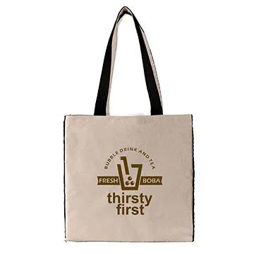Custom Tote Bag Cotton Canvas with Color Accents - 14 x 15 in - product view 3
