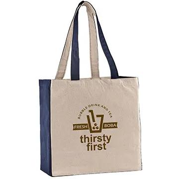 Custom Tote Bag Cotton Canvas with Color Accents - 14 x 15 in - product view 4
